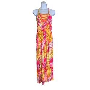 Lane Bryant Tropical Pink and Yellow Maxi Dress